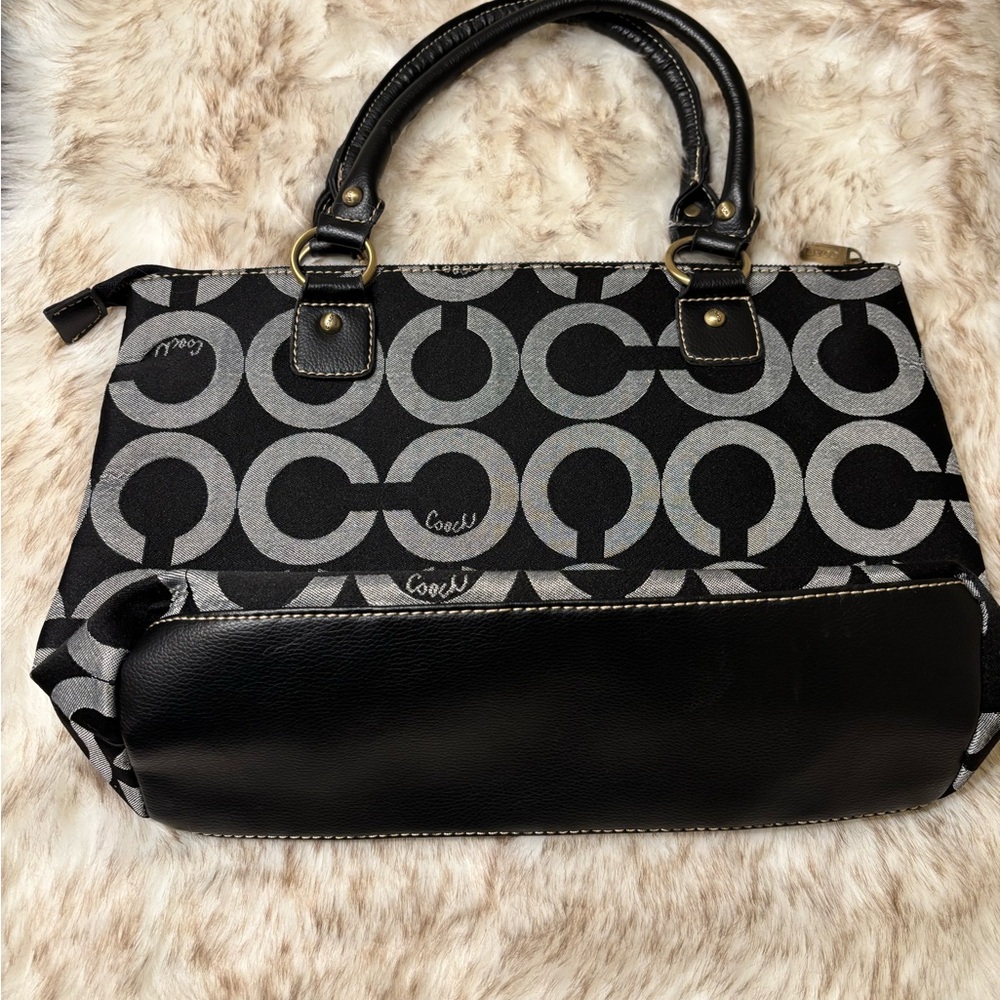 Coach Vintage Black and Gray OP Art Signature Medium Satchel Bag - Picture 3 of 15